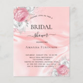 ブライダルシャワーピンクシルクフローラ予算の招待 (正面)