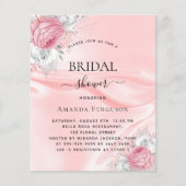 ブライダルシャワーピンクシルクフローラ予算の招待 チラシ (正面)