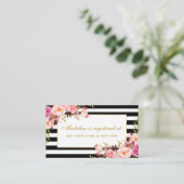 ブライダルシャワーピンクストライプのレジストリ挿入カード エンクロージャーカード (スタンド正面)