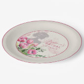 ブライダルシャワーピンクチューリップラウンド ペーパープレート (アングル)