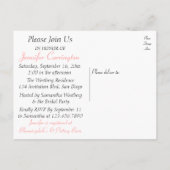 ブライダルシャワーピンクハートロベバード招待状 インビテーションポストカード (裏面)