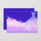 ブライダルシャワーピンクパープルグリッターブ王室のルー 招待状 (正面/裏面)