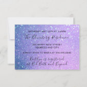 ブライダルシャワーピンクパープルグリッター海トロピック1 招待状 (裏面)