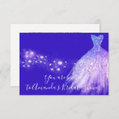 ブライダルシャワーピンクパープルグリッター王室のブルーコバル 招待状 (正面/裏面)