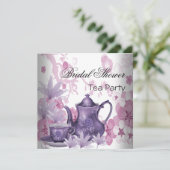 ブライダルシャワーピンクパープルティーパーティー 招待状 (スタンド正面)