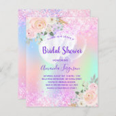 ブライダルシャワーピンクパープルフローラ招待 (正面/裏面)