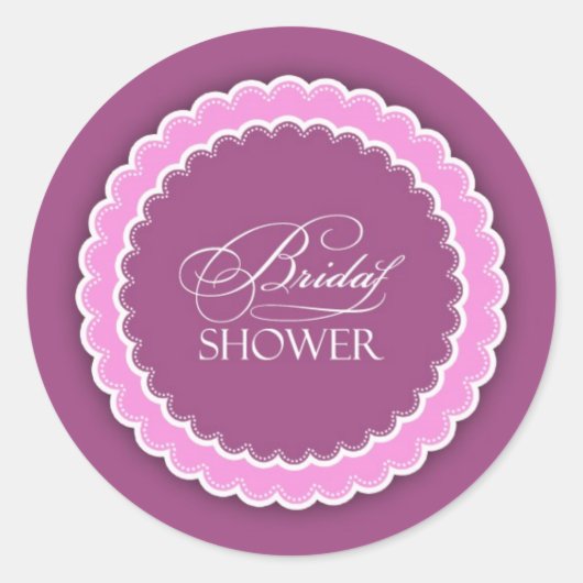 ブライダルシャワーピンクパープルポルカ ラウンドシール (正面)
