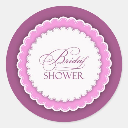 ブライダルシャワーピンクパープルポルカ ラウンドシール (正面)