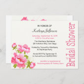 ブライダルシャワーピンクピニーフローラ招待状 招待状 (正面/裏面)