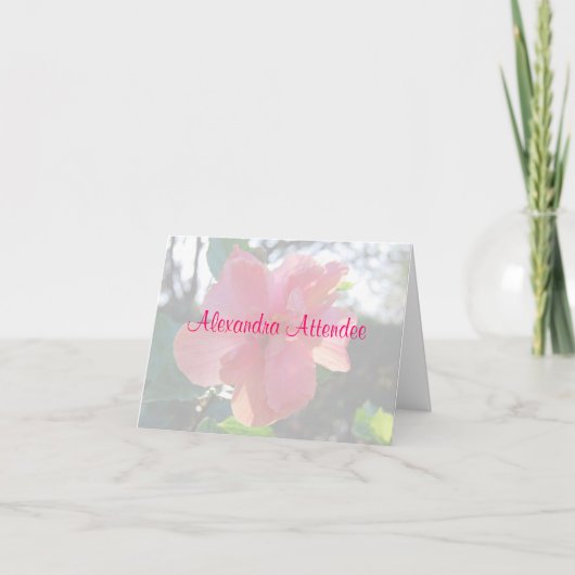 ブライダルシャワーピンクフラワープレイス設定名札 招待状 (正面)