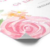 ブライダルシャワーピンクフローラウェルカムサイン ポスター (角)