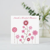 ブライダルシャワーピンクフローラガーリー招待状 招待状 (スタンド正面)
