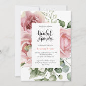 ブライダルシャワーピンクフローラ水彩モダン 招待状 (正面)