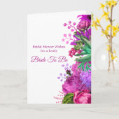 ブライダルシャワーピンクフローラ紫色の水色 カード (黄色い花)