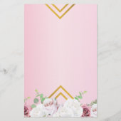 ブライダルシャワーピンクフローラ金ゴールドフレーム招待状 便箋 (裏面)