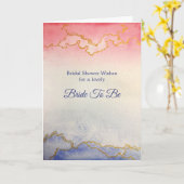 ブライダルシャワーピンクブルーマーブル金ゴールド水彩 カード (黄色い花)