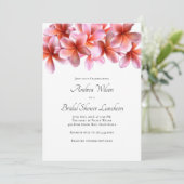 ブライダルシャワーピンクプルメリアフローラ縁どインビタティ 招待状 (スタンド正面)