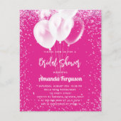 ブライダルシャワーピンクホワイトバルーンの予算招待状 (正面)