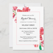 ブライダルシャワーピンクホワイトフローラマグノリア 招待状 (正面)