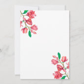 ブライダルシャワーピンクホワイトフローラマグノリア 招待状 (裏面)