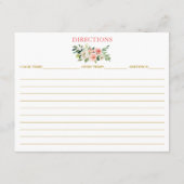 ブライダルシャワーピンクホワイトフローラ金ゴールドレシピカード アドバイスカード (裏面)