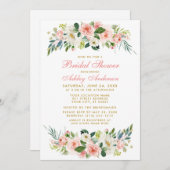 ブライダルシャワーピンクホワイトフローラ金ゴールド招待状GP 招待状 (正面/裏面)