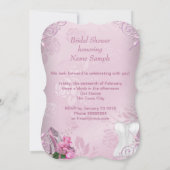 ブライダルシャワーピンクローズハイヒールフローラダム 招待状 (裏面)