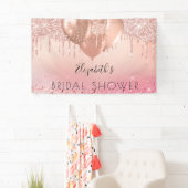 ブライダルシャワーピンクローズ金ゴールドグリッターガールバルーン 横断幕 (インサイチュ)