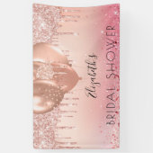 ブライダルシャワーピンクローズ金ゴールドグリッターガールバルーン 横断幕 (縦)