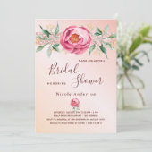 ブライダルシャワーピンクローズ金ゴールドフローラグラマラス 招待状 (スタンド正面)