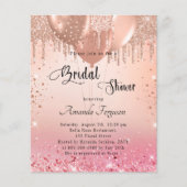 ブライダルシャワーピンクローズ金ゴールド予算の招待 チラシ (正面)