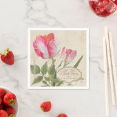 ブライダルシャワーピンクヴィンテージスクリプトオウムチューリップアート スタンダードカクテルナプキン (インサイチュ)