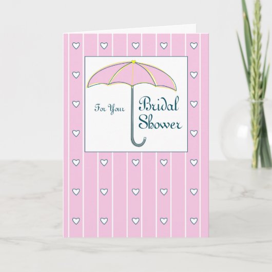 ブライダルシャワーピンク傘 サンキューカード (正面)