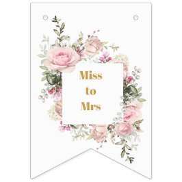 ブライダルシャワーピンク恋しく思のバラ バンティングフラッグ