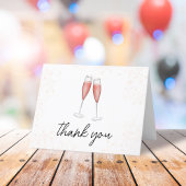 ブライダルシャワーピンク書道台本シャンパン サンキューカード