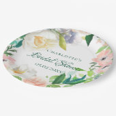 ブライダルシャワーピンク白花模様 ペーパープレート (アングル)