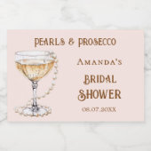 ブライダルシャワーピンク真珠プロセッコ スパークリングワインラベル (シングルラベル)