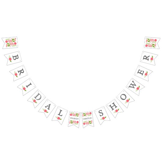 ブライダルシャワーピンク色サンゴの野生結婚の花 バンティングフラッグ (全)