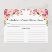 ブライダルシャワーピンク赤面フローラレシピカード アドバイスカード (正面)
