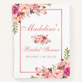 ブライダルシャワーピンク赤面フローラレシピ ノートブック (正面)