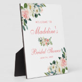 ブライダルシャワーピンク赤面フローラ歓迎 フォトプラーク (側面)