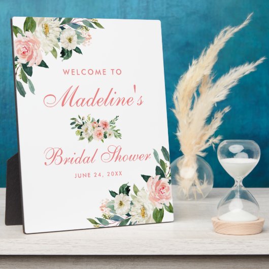 ブライダルシャワーピンク赤面フローラ歓迎 フォトプラーク (側面)