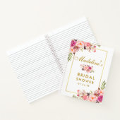 ブライダルシャワーピンク赤面フローラ金ゴールドギフトリスト ノートブック (内部)