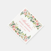 ブライダルシャワーピンク赤面フローラ スタンダードカクテルナプキン (角)