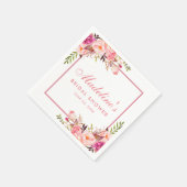 ブライダルシャワーピンク赤面枠フローラ スタンダードカクテルナプキン (角)