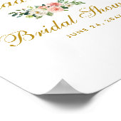 ブライダルシャワーピンク赤面金ゴールドフローラ歓迎 ポスター (角)