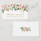 ブライダルシャワーピンク赤面金ゴールドレジストリ挿入カード エンクロージャーカード (正面/裏面)