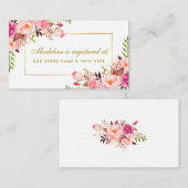 ブライダルシャワーピンク赤面金ゴールドレジストリ挿入カード エンクロージャーカード (正面/裏面)