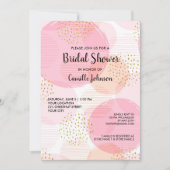 ブライダルシャワーピンク金ゴールドグリッターシックモダンおもしろい 招待状 (正面)