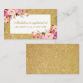 ブライダルシャワーピンク金ゴールドグリッターレジストリの挿入 エンクロージャーカード (正面/裏面)